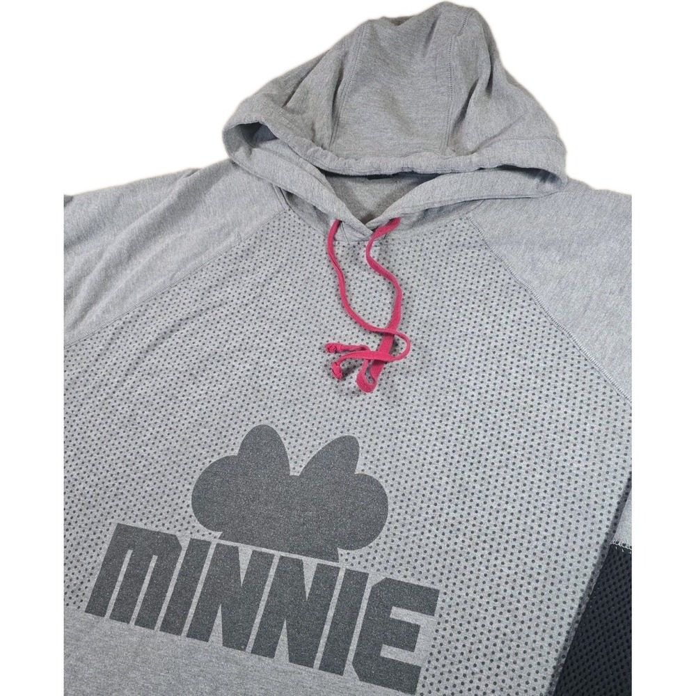 Disney Minnie Mouse Pull Over Hoodie Mesh Sleeve Womens 3X Grey